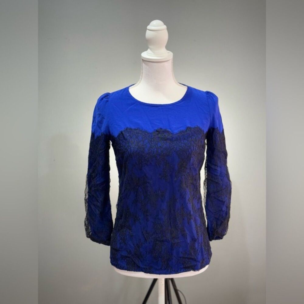 Clearance! Blue J. Crew Collection Lace Detail Blouse Size 0 EUC